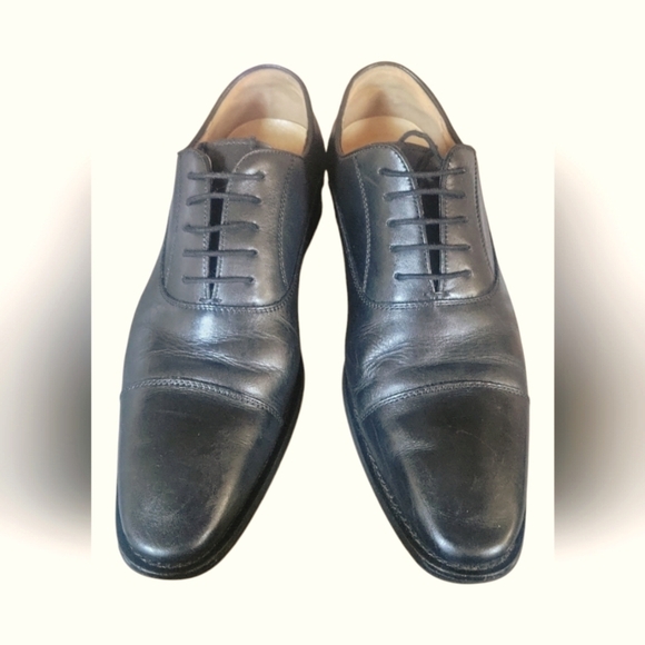 Desai Men's Classic Black Leather Handmade Dress Cap Toes Oxford Shoes Sz 42 - Picture 8 of 10